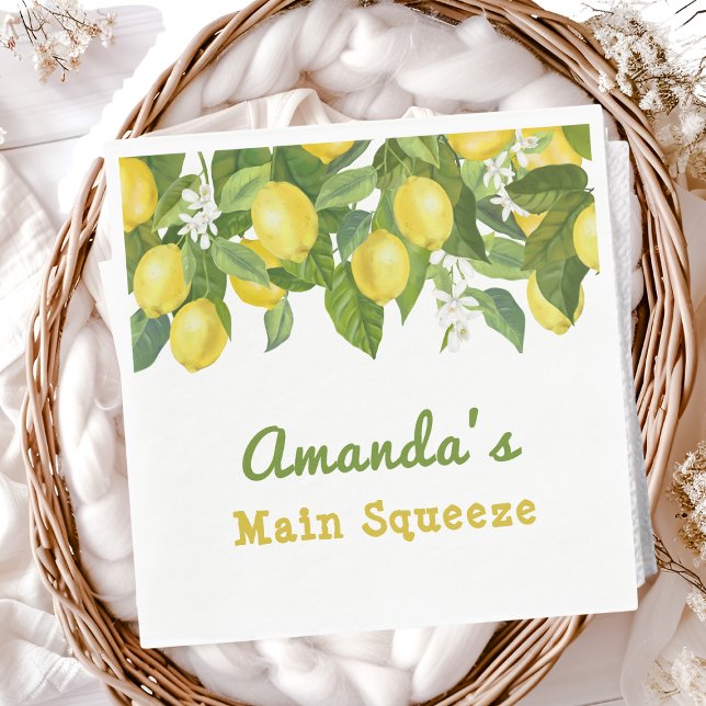 Citrus Main Squeeze Sweetie Lemon Baby Shower Napkin (Creator Uploaded)