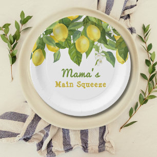 Citrus Main Squeeze Sweetie Lemon Baby Shower Paper Plate