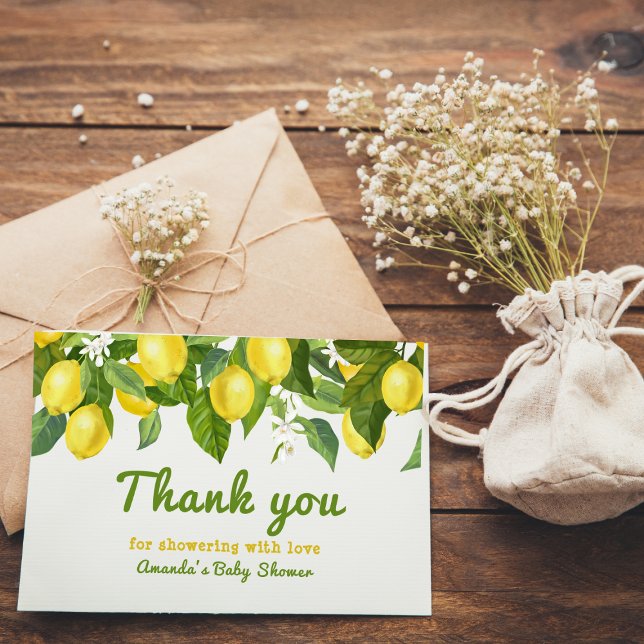 Citrus Main Squeeze Sweetie Lemon Baby Shower Thank You Card (Creator Uploaded)