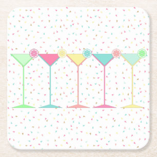 Citrus Martini Cocktail Confetti Party Celebration Square Paper Coaster