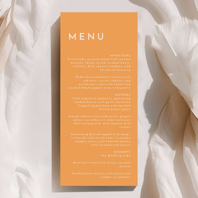 Citrus Minimalist Orange Wedding Flat Menu (Creator Uploaded)