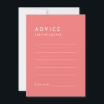 Citrus Minimalist Pink Wedding Advice Card<br><div class="desc">Introducing our Citrus Minimalist Pink Wedding Advice Card Design, where simplicity meets sophistication in a palette of bright citrus hues. With solid backgrounds in pink, orange, yellow, or green, and clean typographic fonts, this theme exudes contemporary elegance with a touch of retro charm. Designed to complement our Citrus Watercolor theme,...</div>