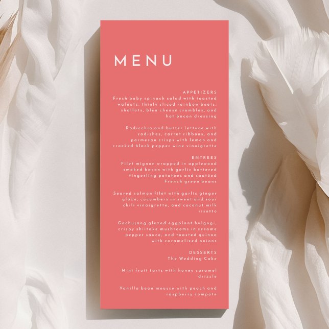 Citrus Minimalist Pink Wedding Flat Menu (Creator Uploaded)