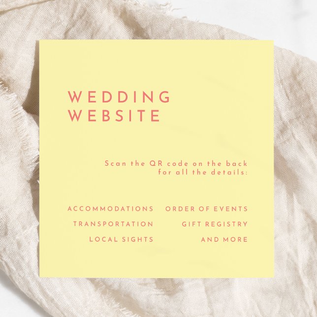 Citrus Minimalist Yellow Wedding Website QR Code Enclosure Card (Creator Uploaded)