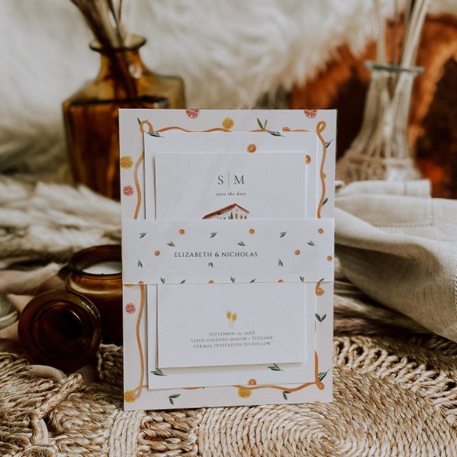 Citrus Monogram | Amore & Aranci Wedding Invitation Belly Band (Creator Uploaded)