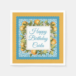 Citrus & Moroccan Blue Custom Party  Napkin