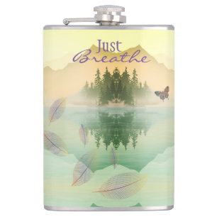 Citrus Mountain Reflection JUST BREATHE Hip Flask