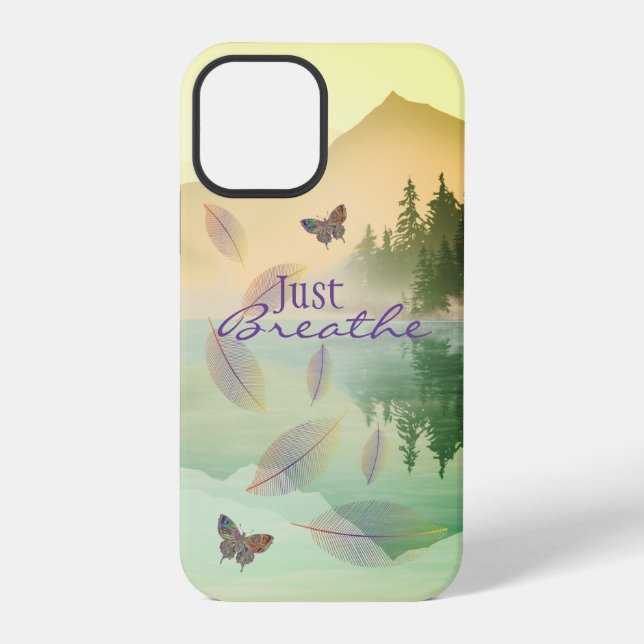 Citrus Mountain Reflection JUST BREATHE   iPhone Case (Back)