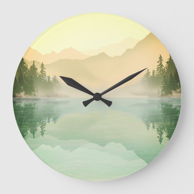 Citrus Mountains Forest Landscape Large Clock (Front)