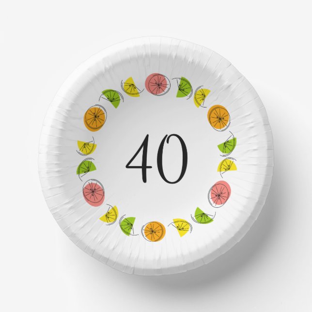 Citrus Multi Circle Age 40 Paper Plate (Front)