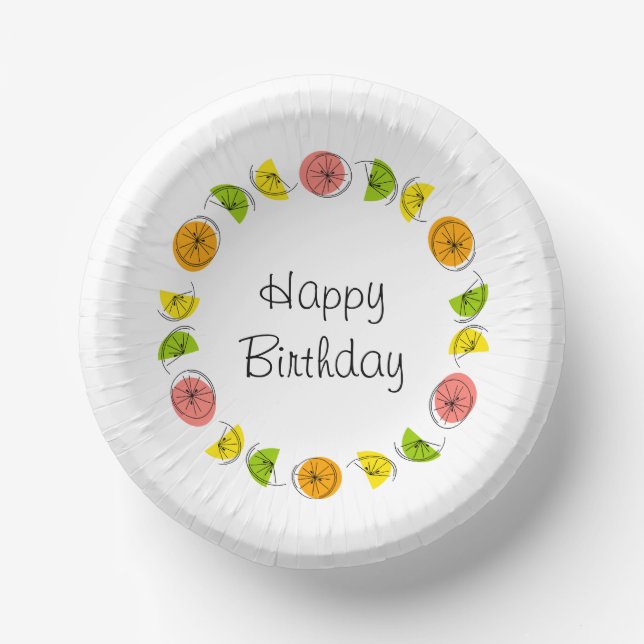 Citrus Multi Circle Happy Birthday Paper Plate (Front)