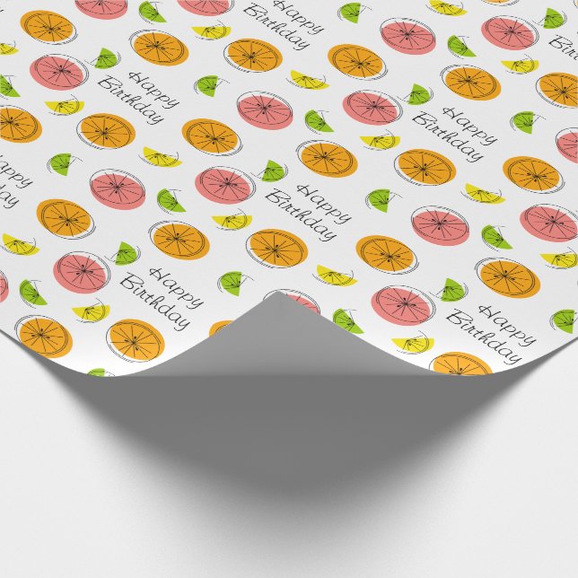 Citrus Multi 'Happy Birthday' Wrapping Paper (Corner)