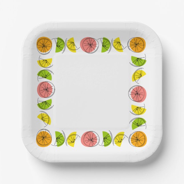 Citrus Multi Square  Paper Plate (Front)