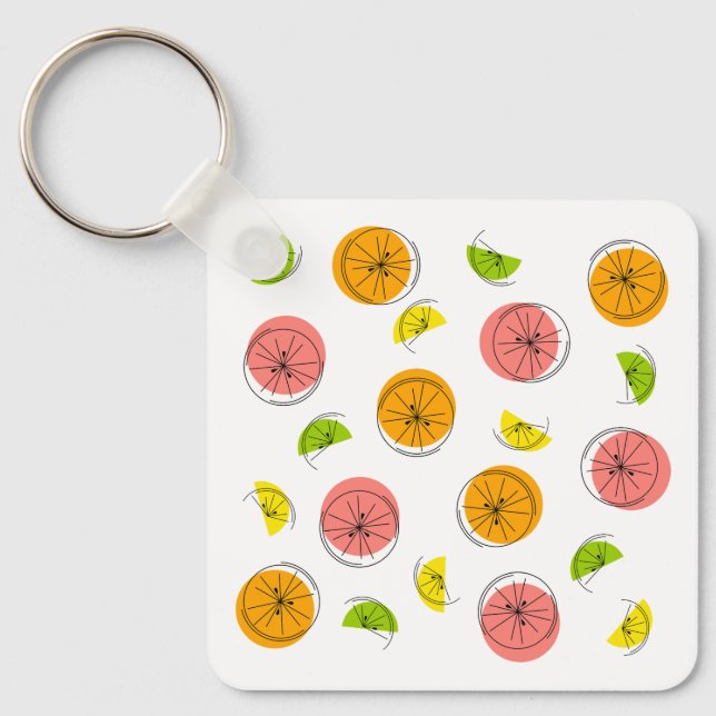 Citrus Multi Text back aluminium square  Key Ring (Front)