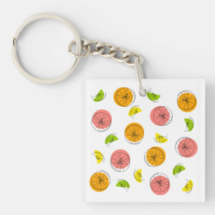 Citrus Multi Text keychain square double-sided