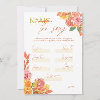 Citrus Name That Song Bridal Shower Game Invitation