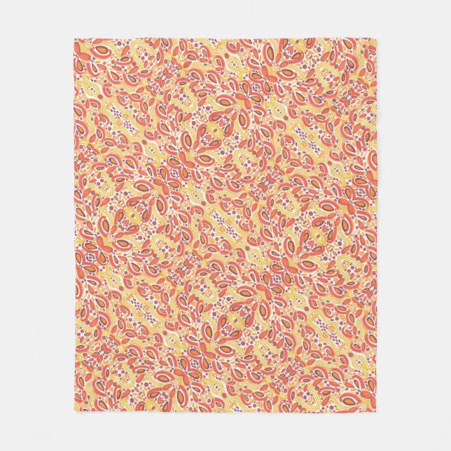 Citrus Orange Abstract Pattern Fleece Blanket (Front)