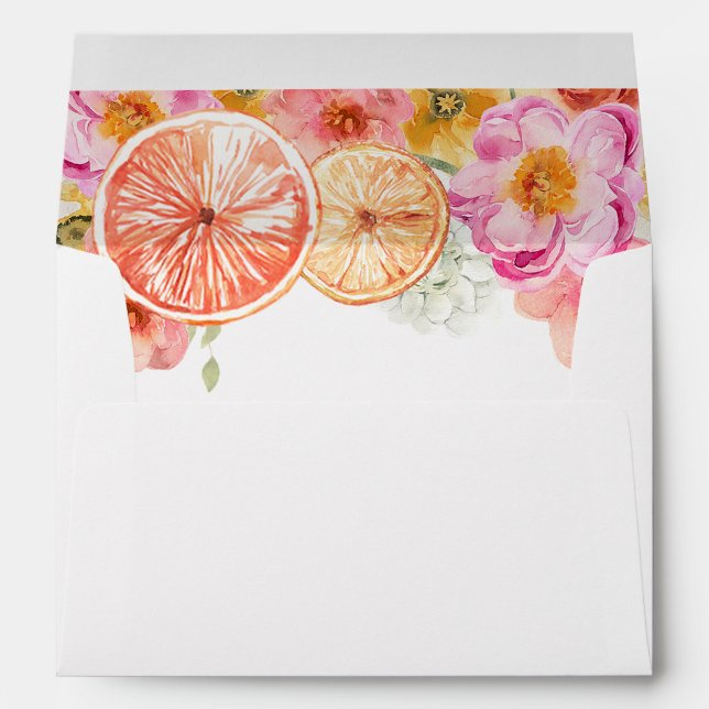 Citrus Orange and Bright Flowers Lined envelope (Back (Bottom))