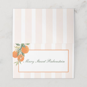 Citrus Orange and White Stripe Place Cards