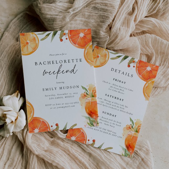 Citrus Orange Aperol Bachelorette Weekend Invitation (Creator Uploaded)