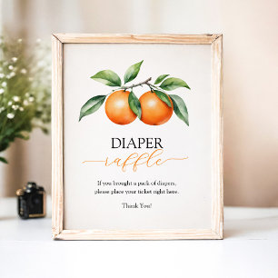Citrus Orange Baby Shower Diaper Raffle Game Poster