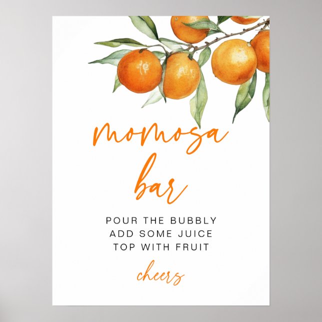 Citrus Orange Baby Shower Momosa Bar Poster (Front)