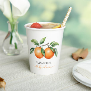 Citrus Orange Baby Shower Paper Cups