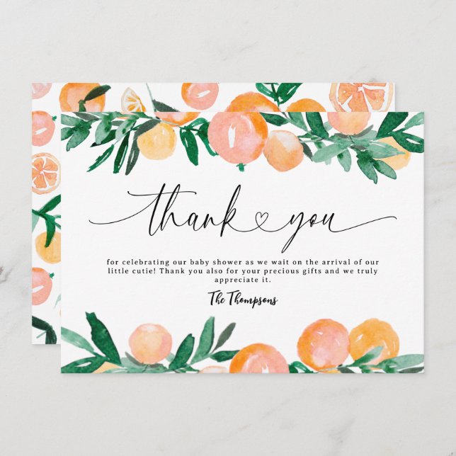 Citrus Orange Baby Shower Thank You (Front/Back)