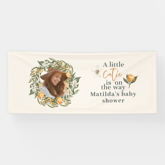 Citrus, orange + blossom little cutie baby shower banner (Horizontal)