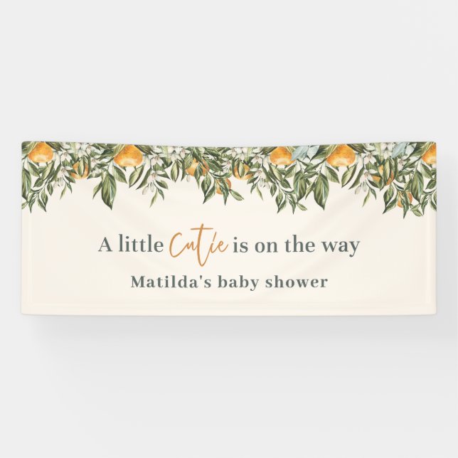 Citrus, orange + blossom little cutie baby shower  banner (Horizontal)