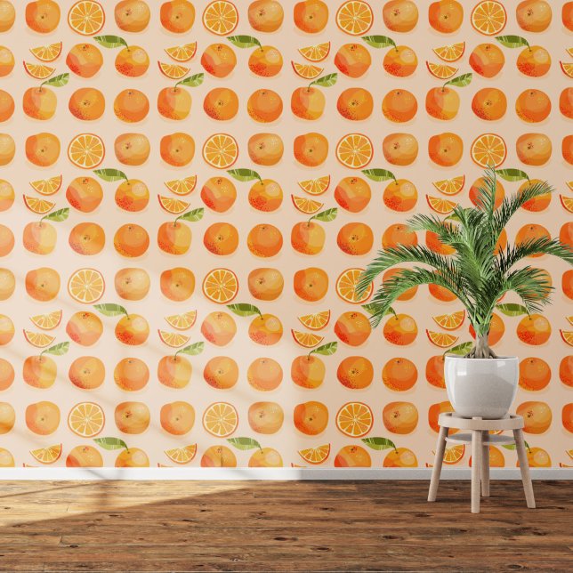 Citrus Orange Blush Pink Food Art Wallpaper (Citrus orange pattern art wallpaper)