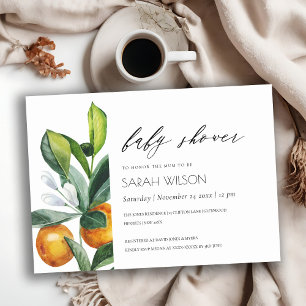 Citrus Orange Botanical Boho Baby Shower Invite