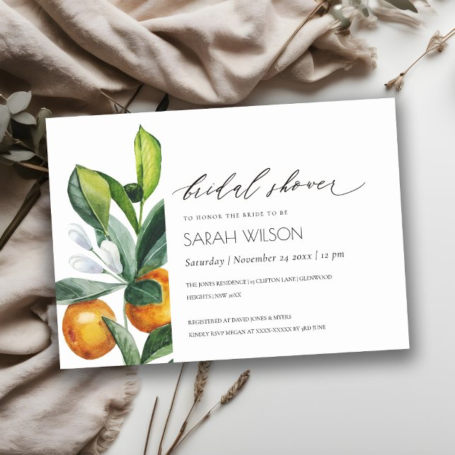 Citrus Orange Botanical Boho Bridal Shower Invite (Creator Uploaded)