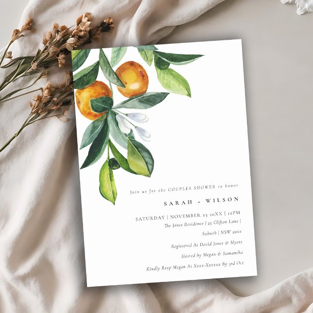 Citrus Orange Botanical Boho Couples Shower Invite (Creator Uploaded)