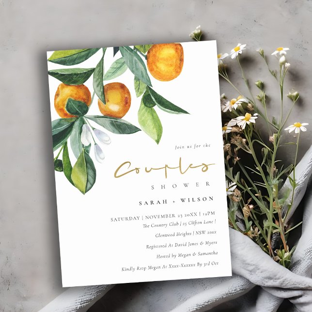 Citrus Orange Botanical Boho Couples Shower Invite (Creator Uploaded)