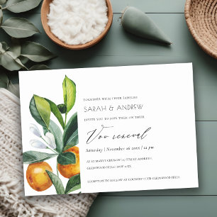 Citrus Orange Botanical Boho Vow Renewal Invite