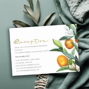 Citrus Orange Botanical Boho Wedding Reception Enclosure Card