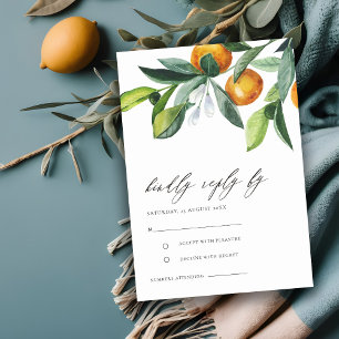 Citrus Orange Botanical Boho Wedding RSVP Enclosure Card
