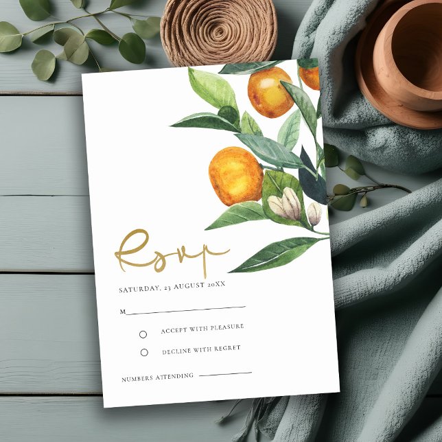 Citrus Orange Botanical Boho Wedding RSVP Enclosure Card (Creator Uploaded)