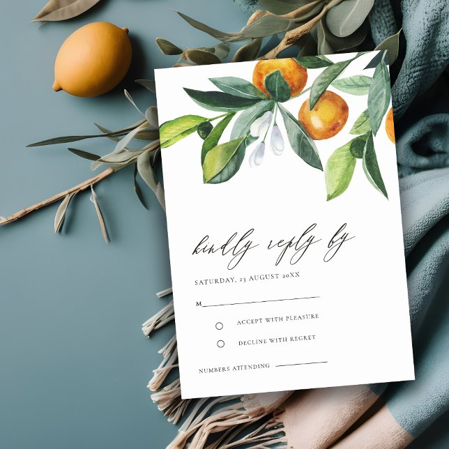 Citrus Orange Botanical Boho Wedding RSVP Enclosure Card (Creator Uploaded)