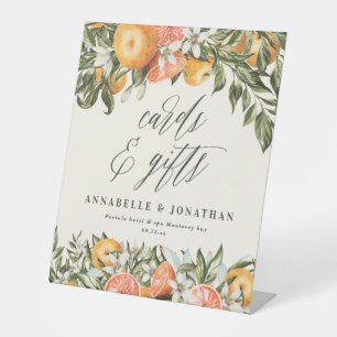 Citrus orange botanical modern rustic cards gifts pedestal sign