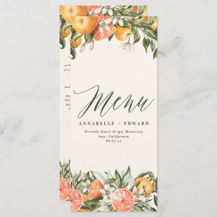Citrus orange botanical modern rustic menu