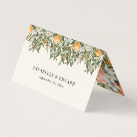 Citrus orange botanical modern rustic place card
