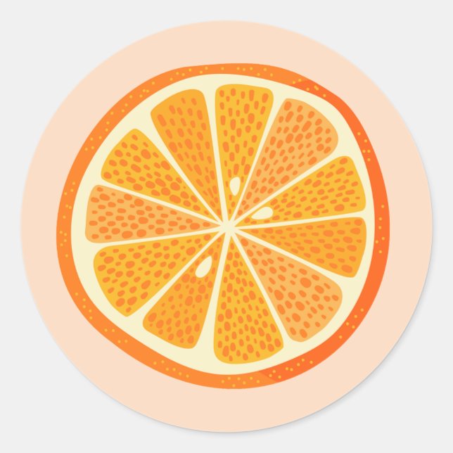 Citrus Orange Classic Round Sticker (Front)