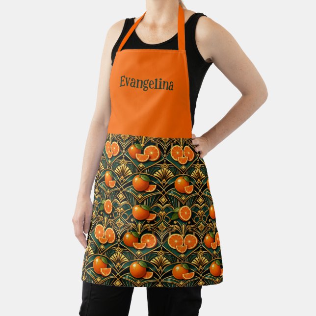 Citrus Orange Deco Name Apron (Insitu)