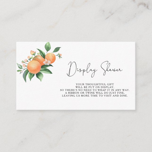 Citrus orange - Display shower Enclosure Card (Front)
