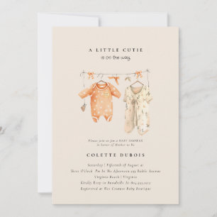 Citrus Orange Floral Little Cutie Baby Shower   Invitation