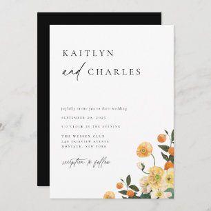 Citrus Orange Floral Wedding Invitation
