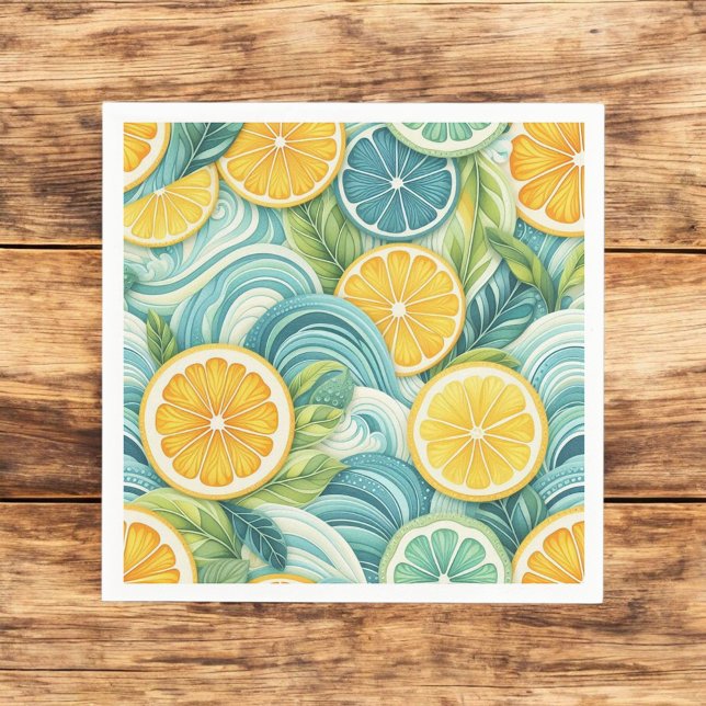Citrus Orange Fresh Lemon & Yellow Green Summer  Napkin (Creator Uploaded)