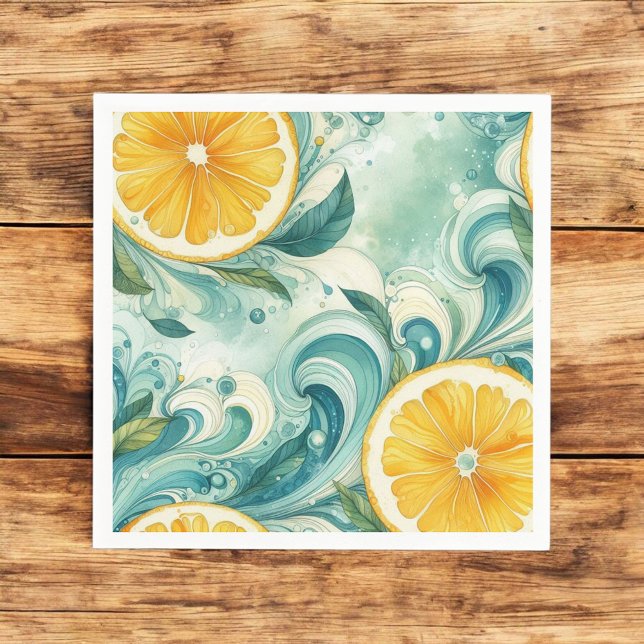 Citrus Orange Fresh Lemon & Yellow Green Summer  Napkin (Creator Uploaded)